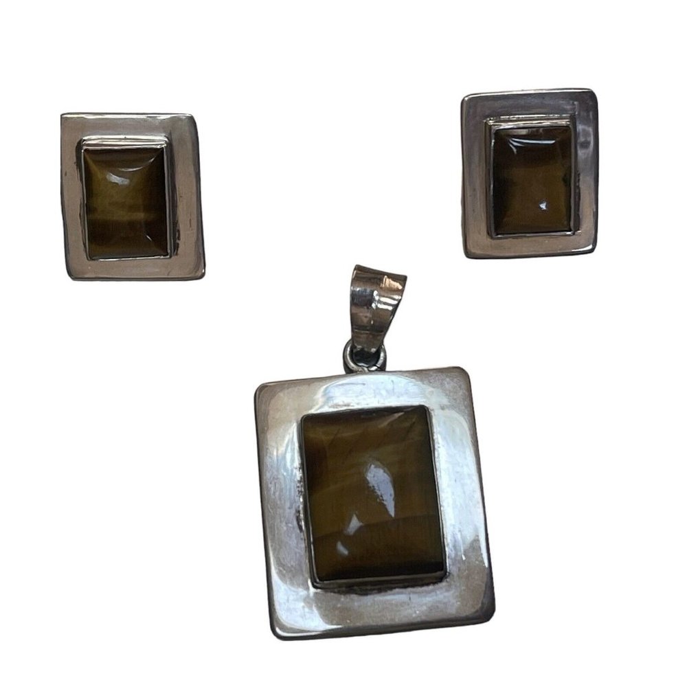 Pendant And‎ Earrings Set Sterling Silver 925 Stone Jewelry Fashion Southwestern